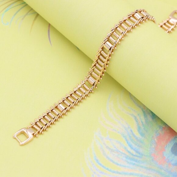 "Elegant Rose Gold Plated Textured Chain Bracelet, XPBL0867 - Picture 7 of 13